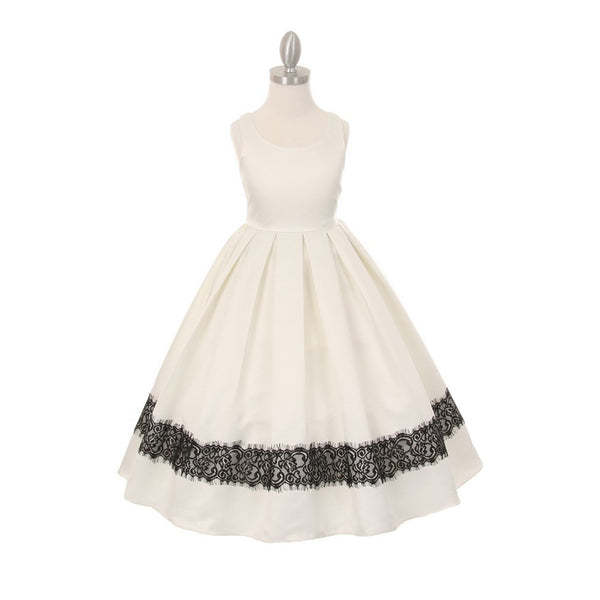 Cinderella Couture Big Girls Ivory Satin Lace Trim Special Occasion Dress 8-14 - SophiasStyle.com